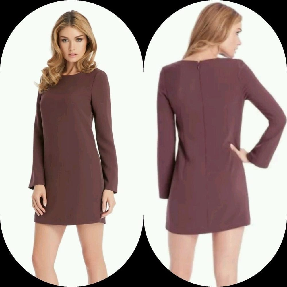 New Guess by Marciano Rich Burgundy Long Sleeve Dress SZ 0